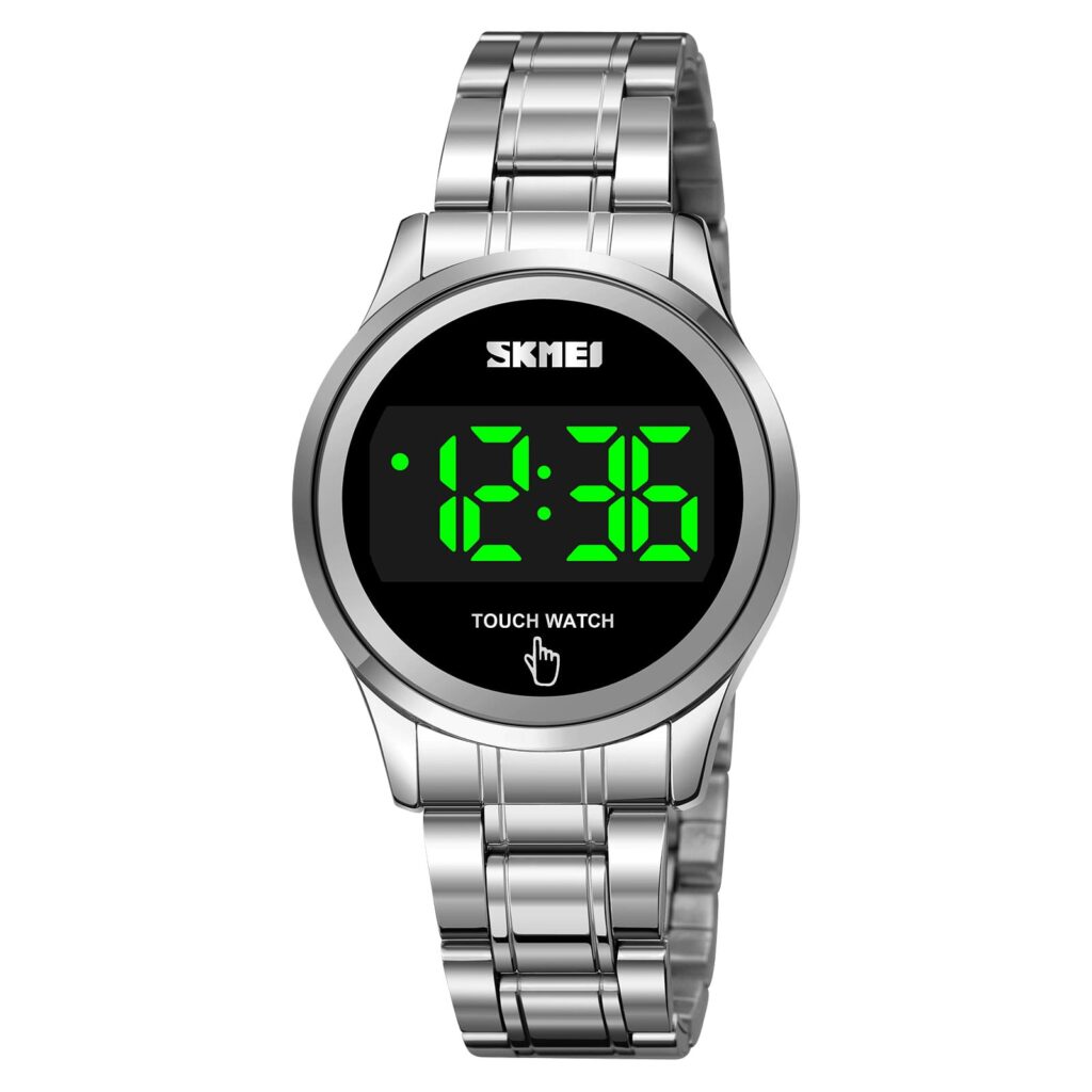 Skmei Digital Led Touch Screen Atm Water Resistant Stainless Steel Strap Watch For Women