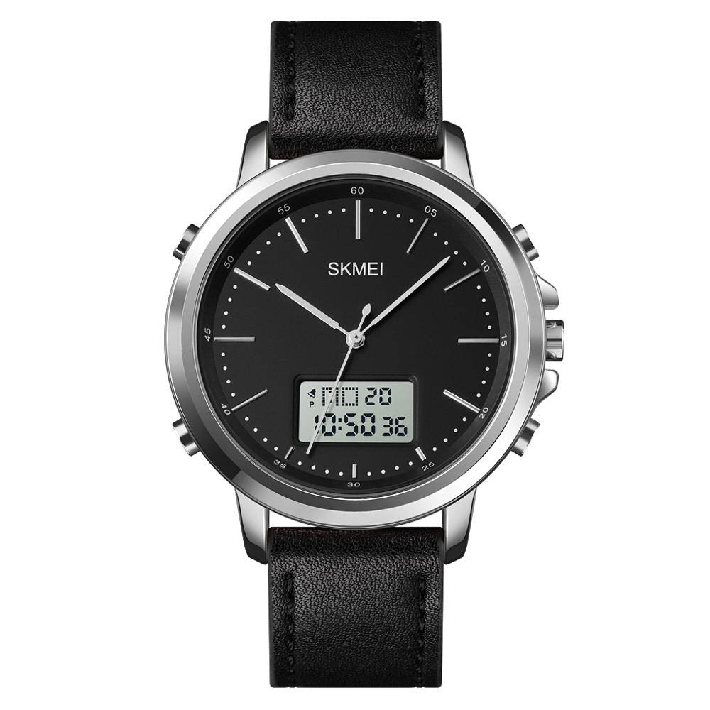 Skmei 1652 Digital Analog Casual Minimal Dial Leather Strap Mens Watch Skmei Watch