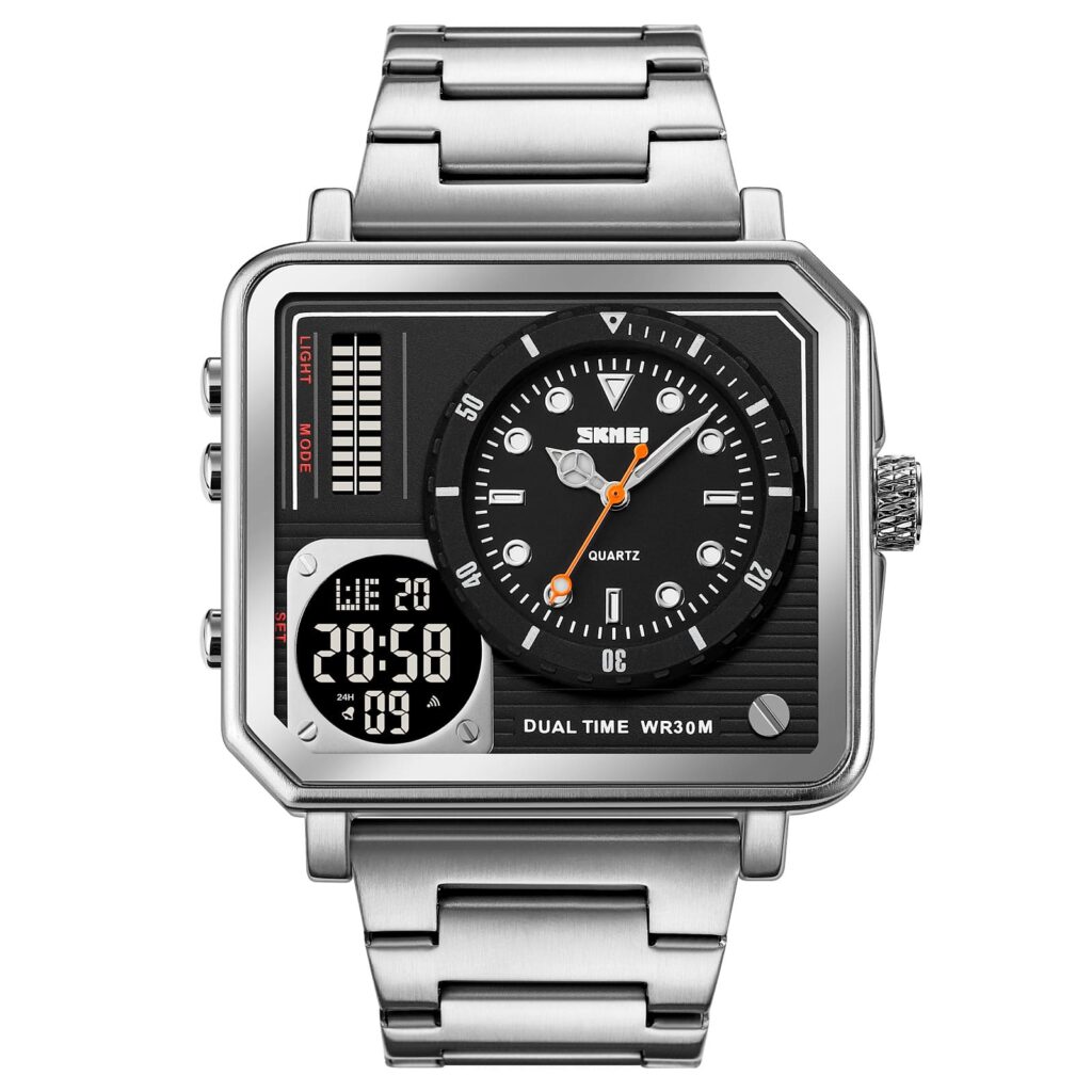 SKMEI 2025 Casual Analog Digital Stainless Steel Strap Luxury Men's