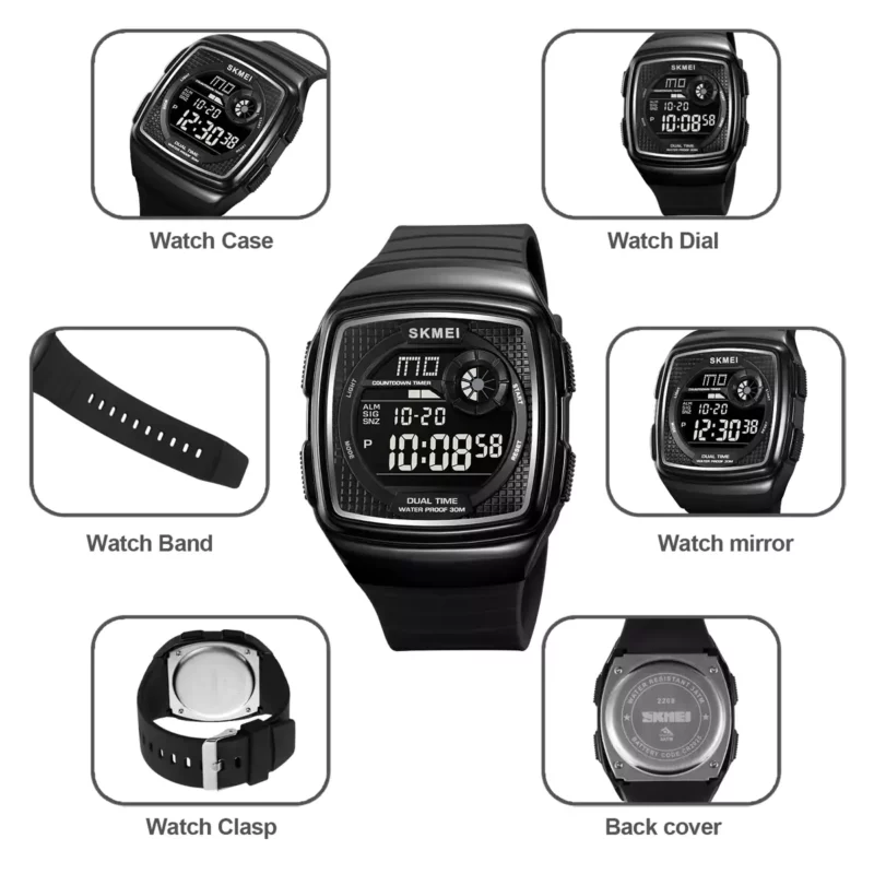 SKMEI 2208 Square watch features