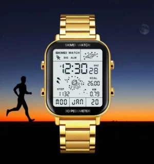 SKMEI 1888 Pedometer Calorie Counter Gold Watch